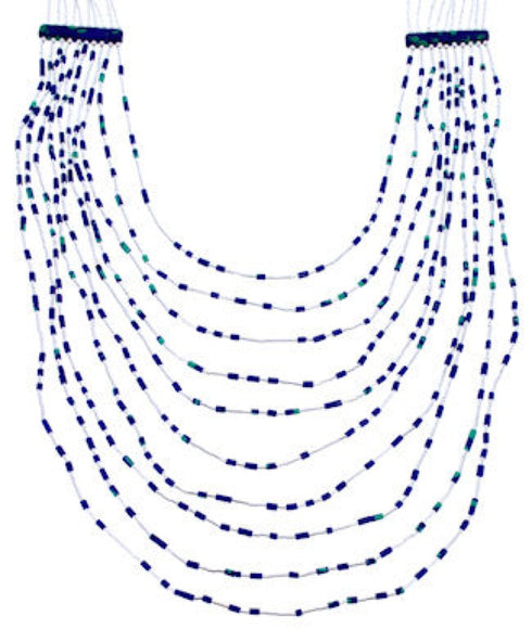 Azurite Bead Jewelry Liquid Silver 10-Strand Necklace BW71425