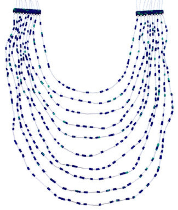 Azurite Bead Jewelry Liquid Silver 10-Strand Necklace BW71425