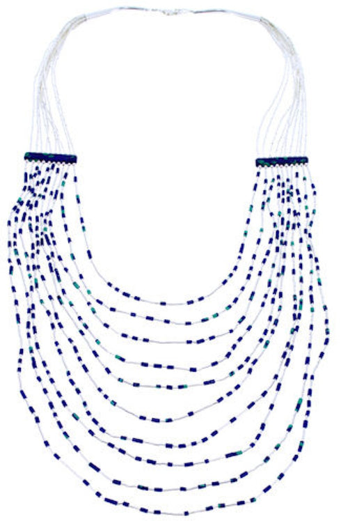 Azurite Bead Jewelry Liquid Silver 10-Strand Necklace BW71425