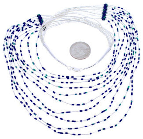Azurite Bead Jewelry Liquid Silver 10-Strand Necklace BW71425