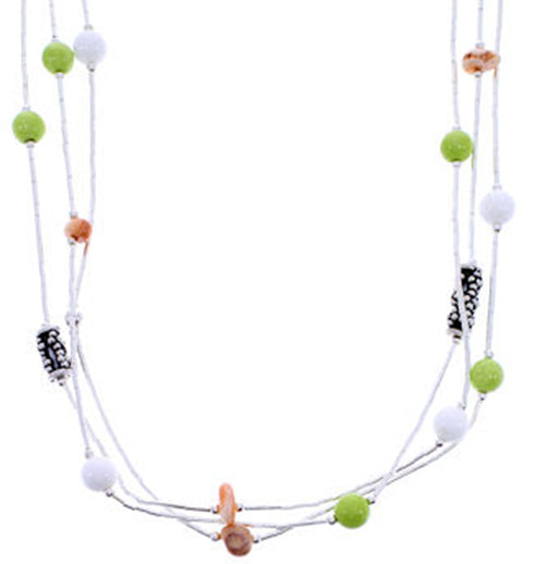 Multicolor Bead Liquid Silver 3-Strand Necklace Jewelry BW71705