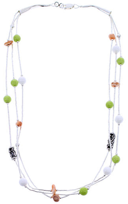 Multicolor Bead Liquid Silver 3-Strand Necklace Jewelry BW71705