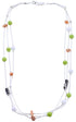 Multicolor Bead Liquid Silver 3-Strand Necklace Jewelry BW71705