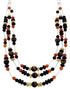 Liquid Silver Jewelry 3-Strand Multicolor Bead Necklace BW71762