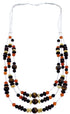Liquid Silver Jewelry 3-Strand Multicolor Bead Necklace BW71762