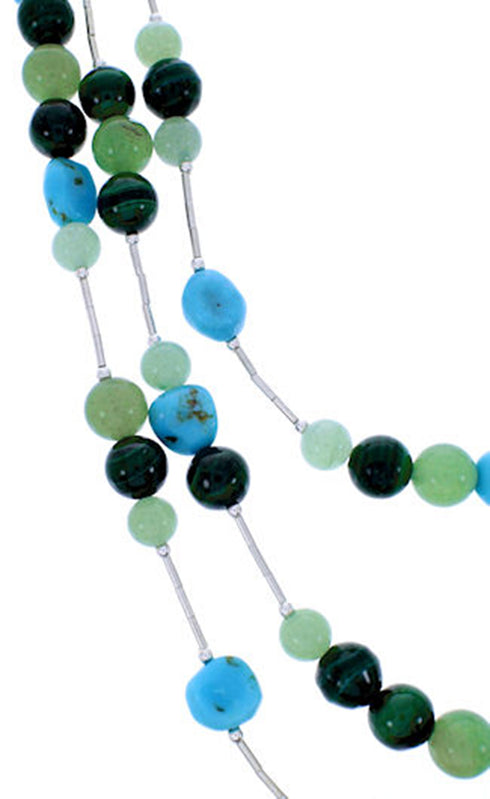 Turquoise Multicolor Liquid Jewelry 3-Strand Bead Necklace BW71771