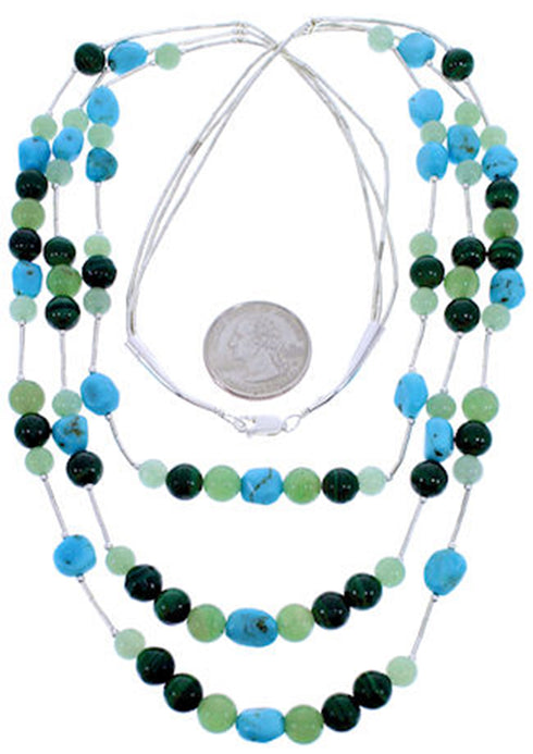 Turquoise Multicolor Liquid Jewelry 3-Strand Bead Necklace BW71771