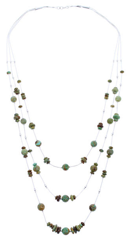 Liquid Silver 3-Strand Kingman Turquoise Bead Necklace PS71039
