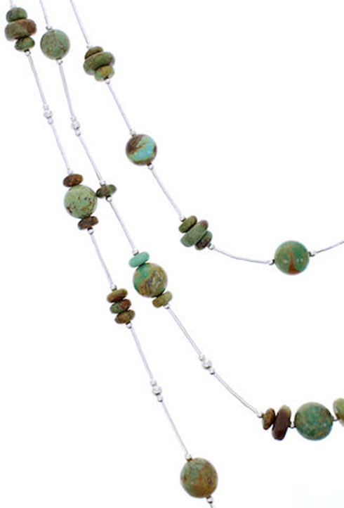 Liquid Silver 3-Strand Kingman Turquoise Bead Necklace PS71039