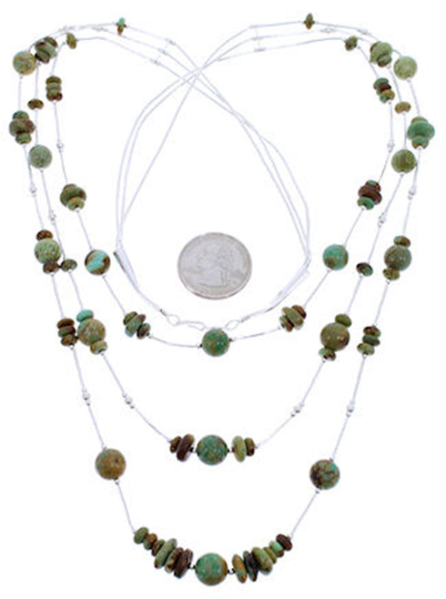 Liquid Silver 3-Strand Kingman Turquoise Bead Necklace PS71039