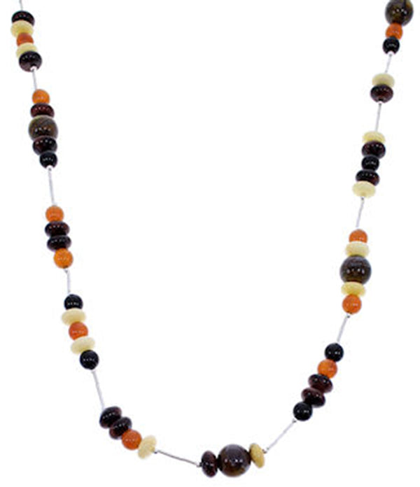 Sterling Liquid Silver Jewlery Multicolor Bead Necklace PS71091