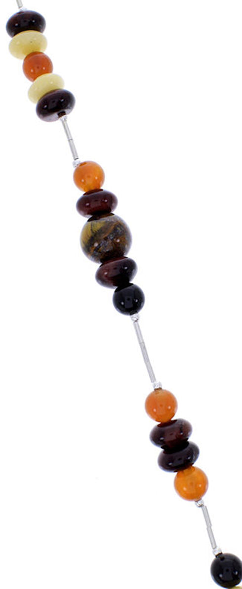 Sterling Liquid Silver Jewlery Multicolor Bead Necklace PS71091