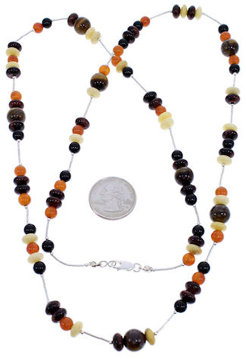 Sterling Liquid Silver Jewlery Multicolor Bead Necklace PS71091