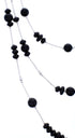 Liquid Sterling Silver 3-Strand Onyx Bead Necklace PS71042