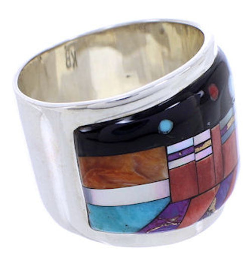 Multicolor Native American Mesa Design Ring Size 8-3/4 YS71198