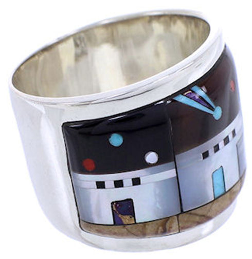 Native American Design Silver Multicolor Ring Size 5-1/4 YS71295