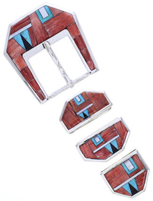Turquoise Red Oyster Shell Multicolor Ranger Belt Buckle AW70598