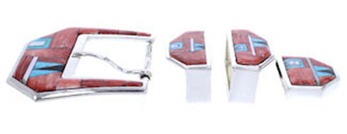 Turquoise Red Oyster Shell Multicolor Ranger Belt Buckle AW70598