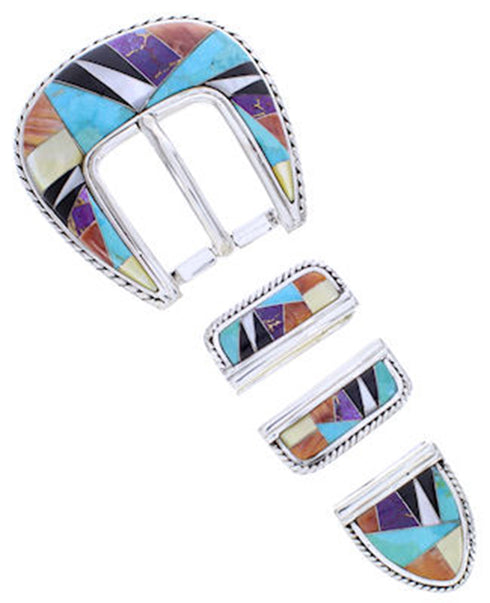 Turquoise Sterling Silver Multicolor Ranger Belt Buckle AW70594