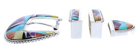 Turquoise Sterling Silver Multicolor Ranger Belt Buckle AW70594