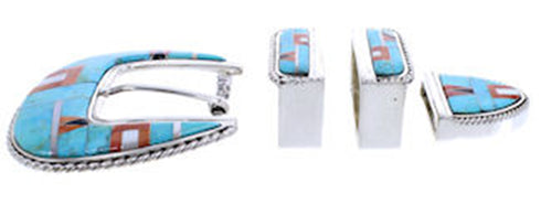 Sterling Silver Turquoise Multicolor Ranger Belt Buckle AW70604