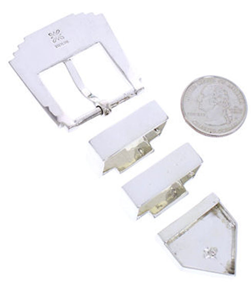 Sterling Silver Turquoise And Multicolor Ranger Belt Buckle AW70611