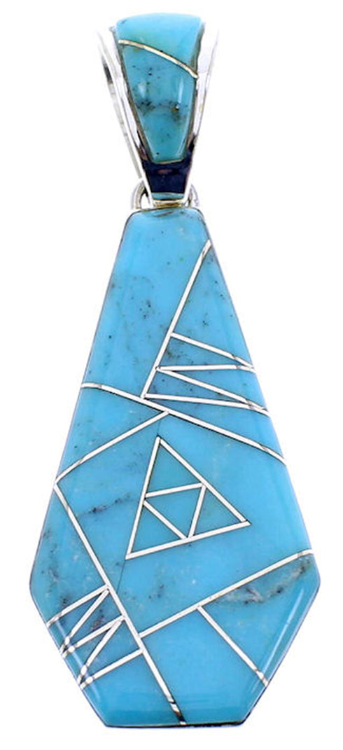 Southwest Turquoise Inlay Silver Reversible Pendant BW70970