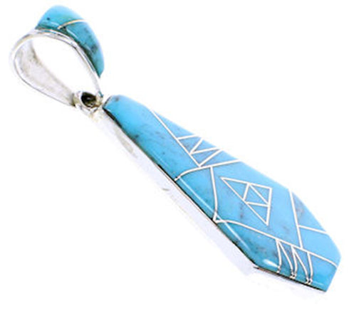 Southwest Turquoise Inlay Silver Reversible Pendant BW70970