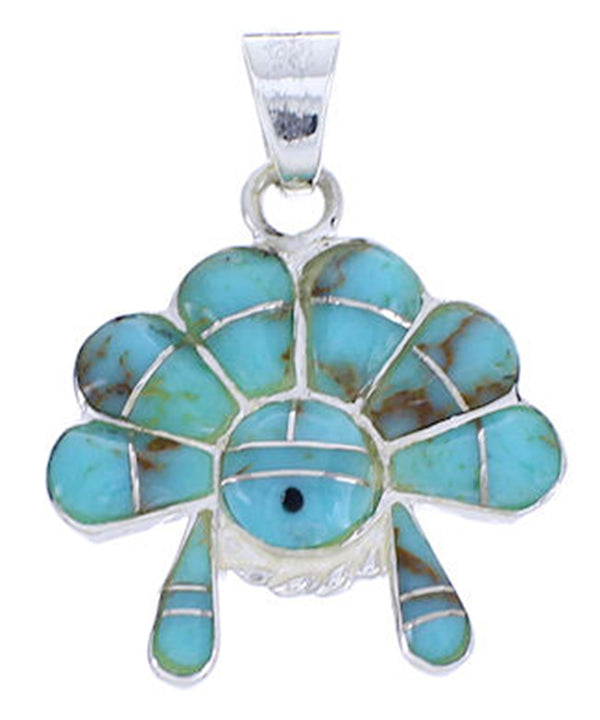 Turquoise Jet Chief Headdress Slide Pendant YS70809