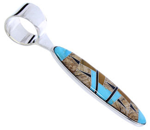 Sterling Silver Jewelry Turquoise Multicolor Inlay Pendant AW70769