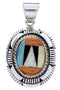 Sterling Silver Southwest Multicolor Inlay Pendant AW70696