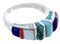 Turquoise Multicolor Jewelry Sterling Silver Ring Size 7-3/4 AW70813