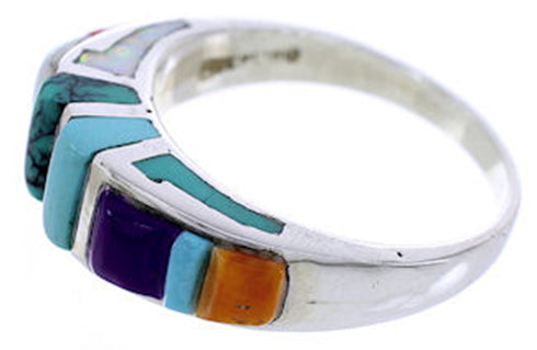 Turquoise Multicolor Jewelry Sterling Silver Ring Size 7-3/4 AW70813