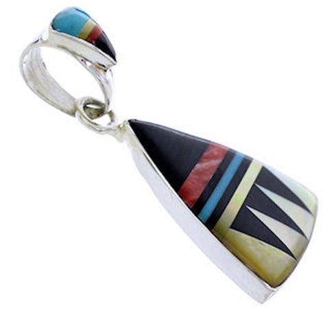 Multicolor Inlay Sterling Silver Pendant DW71627