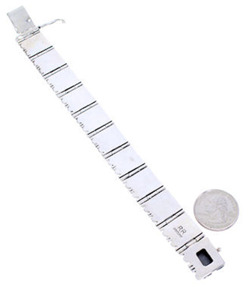 Turquoise Multicolor Inlay Sterling Silver Link Bracelet BW71194