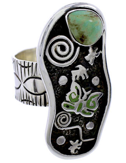 Southwestern Butterfly Turquoise And Silver Ring Size 6-3/4 BW71174