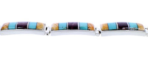 Multicolor Sterling Silver Southwest Jewelry Link Bracelet BW71368