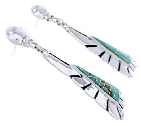 Genuine Sterling Silver Turquoise Post Dangle Earrings AW71218
