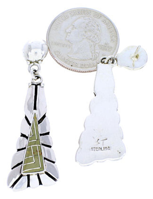 Sterling Silver Turquoise Inlay Post Dangle Earrings AW71225