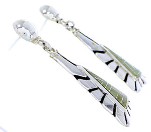 Turquoise Inlay And Sterling Silver Post Dangle Earrings AW71228