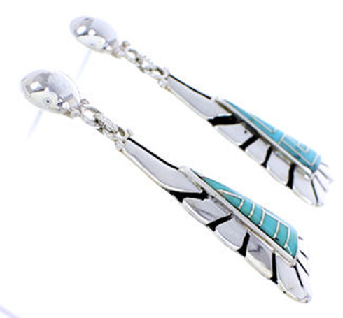 Turquoise Southwestern Jewelry Silver Post Dangle Earrings AW71231