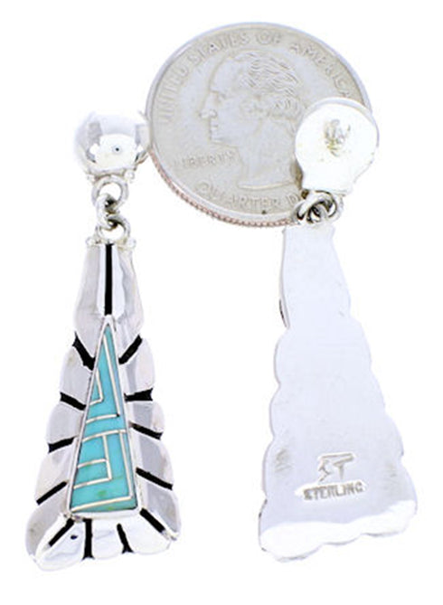 Turquoise Southwestern Jewelry Silver Post Dangle Earrings AW71231