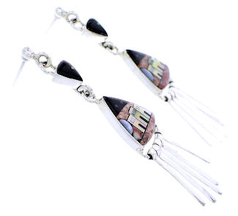 Multicolor Native American Pueblo Or Village Design Earrings YS71378