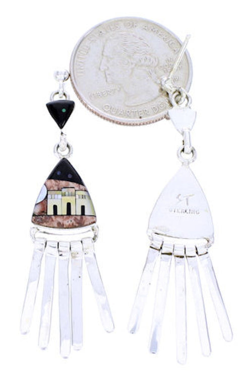 Multicolor Native American Pueblo Or Village Design Earrings YS71378