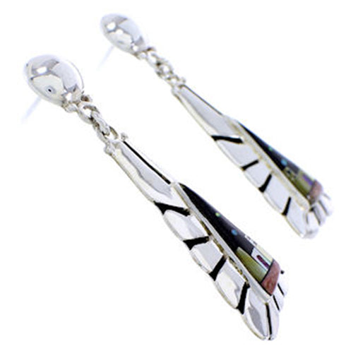 Multicolor Silver Native American Village Design Earrings YS71386