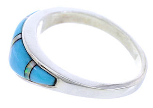 Southwest Jewelry Turquoise And Opal Inlay Ring Size 7-1/2 BW71672