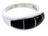 Genuine Sterling Silver Black And Opal Inlay Ring Size 7-3/4 NS40755