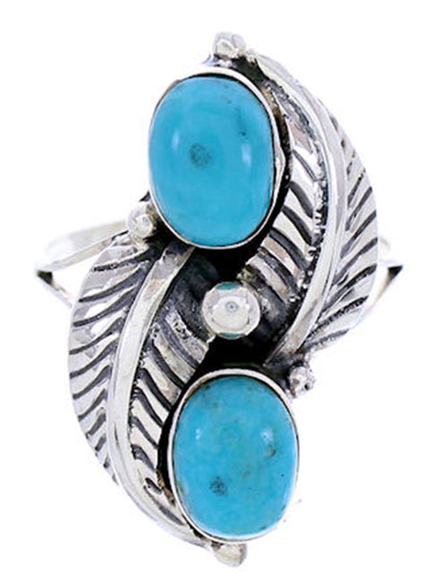 Southwest Turquoise Sterling Silver Jewelry Ring Size 7-1/4 AW71927