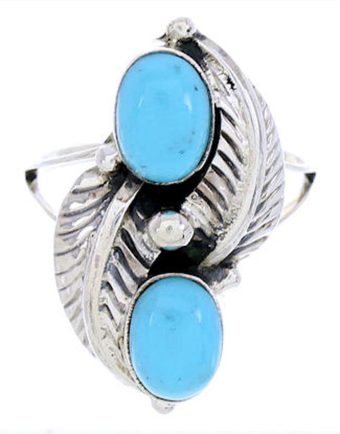 Genuine Sterling Silver And Turquoise Ring Size 5-1/4 AW72038