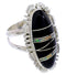 Genuine Sterling Silver Jet And Opal Inlay Ring Size 5-3/4 AW71725
